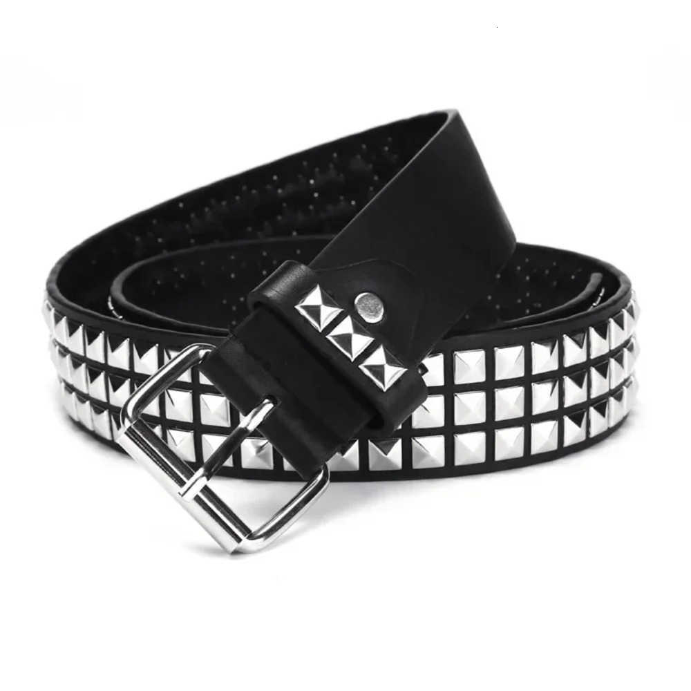 Bead Belts New Square Rivet Belt Metal Pyramid Belt Men and Women Punk Hardware Jeans Belt Y2K Belt Designer Belt Women's Belts J260923