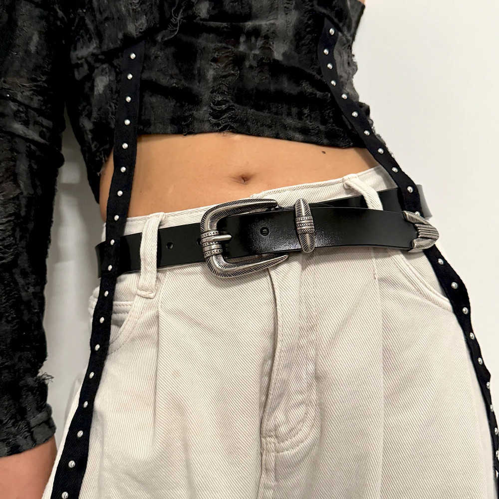 Belts Men Belts Unisex For Women High Quality Large Size Leather Belt Luxury Brand Punk Belt Y2K Gothic Cowgirl Black Belt for Jeans J260923