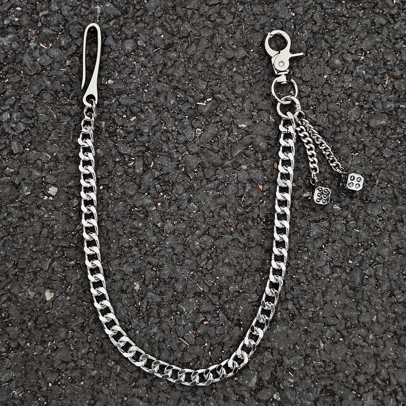 Vintage hip-hop thick waist artistic street style, youth personality, simple texture, versatile pant chain, European and American accessories