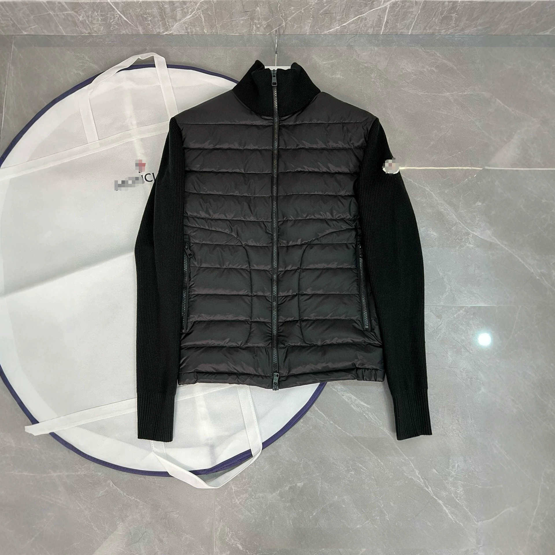 Knitted patchwork down jacket white duck down warm slim-fit men's outerwear winter style T260924
