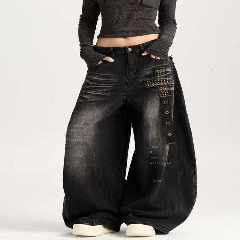WomensBaggy Jeans Y2k Japanese Streetwear Cross Dark Academia Men American Retro Denim Pants Wide Fit Grunge Harajuku Cowboy 260907