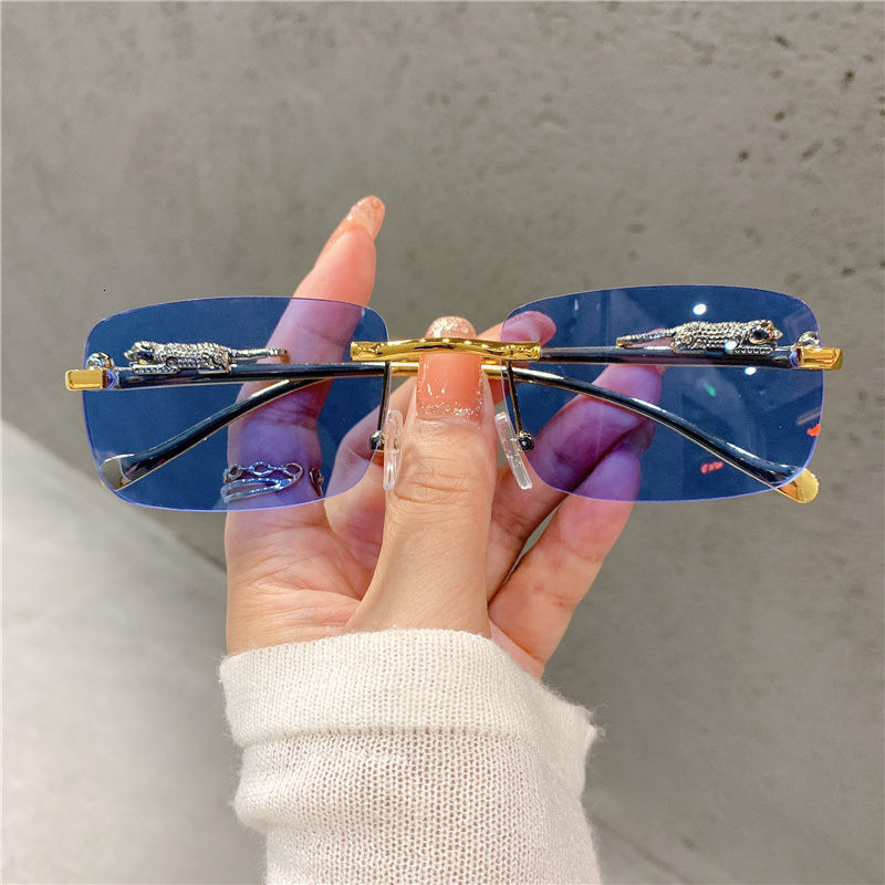 Luxury Brand Designer Sunglasses Fashionable Square Frameless For Men And Women, Outdoor Driving Anti-Glare Trendy Sunglasses In Stock