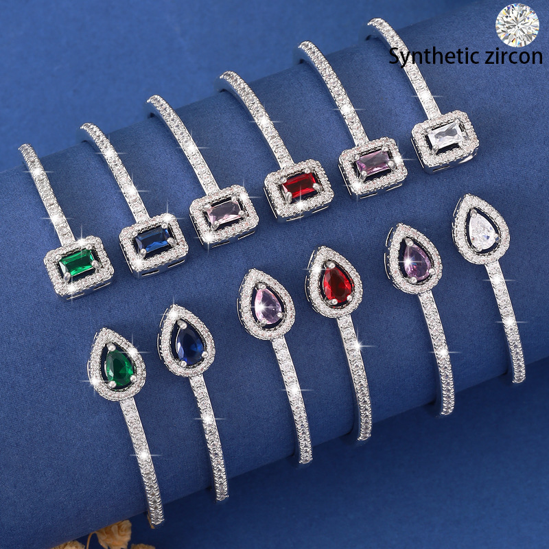 European American Hot-Selling Bracelet with Diamonds in Green, Blue, and White, Light Luxury Versatile High-End Women's Jewelry