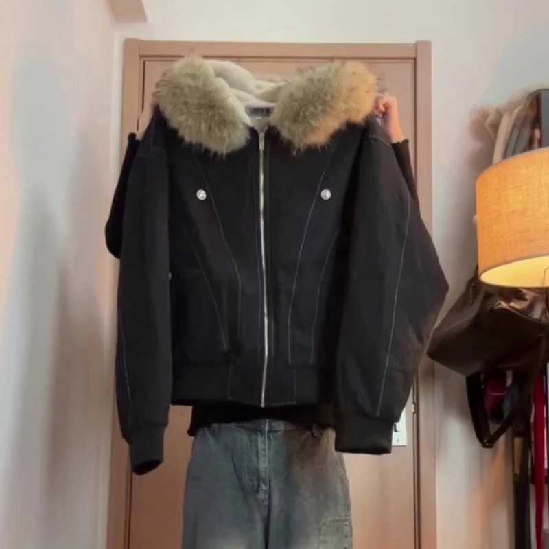 2000s Aesthetic Blk Elegant Jket Woman 2026 Y2k Zip Up Hooded Design Harajuku t Female Loose Casual Punk Outfits T260923