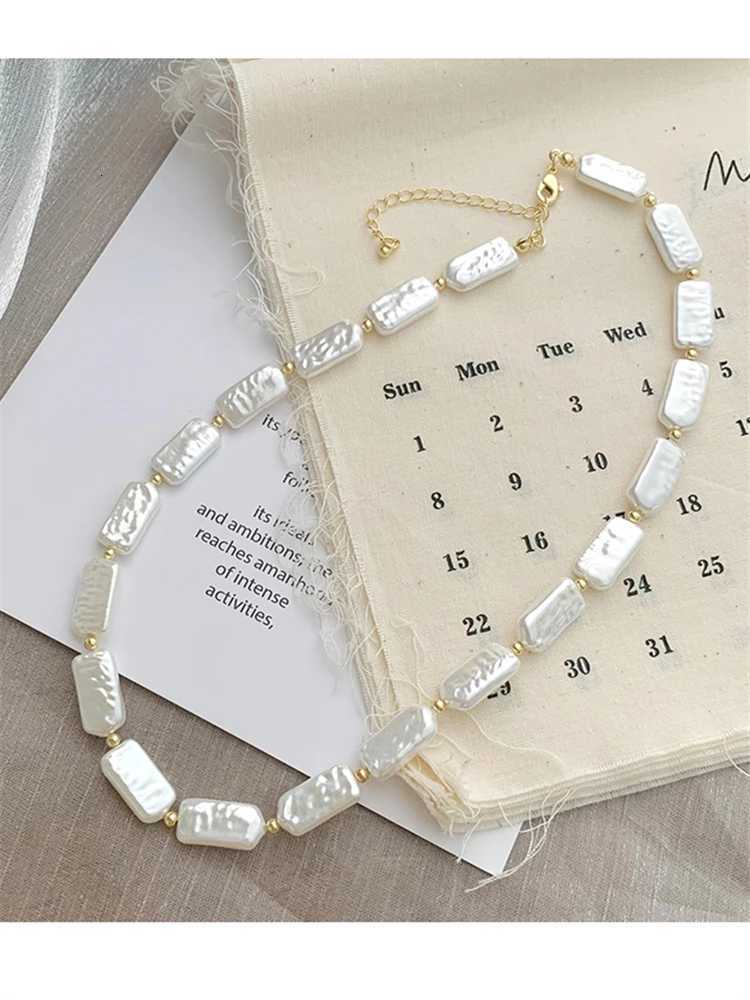 square Pendant Baroque Necklaces kshmir pearl necklace niche light luxury high sense choker clavicle chain 2022 new vintage choker N260924
