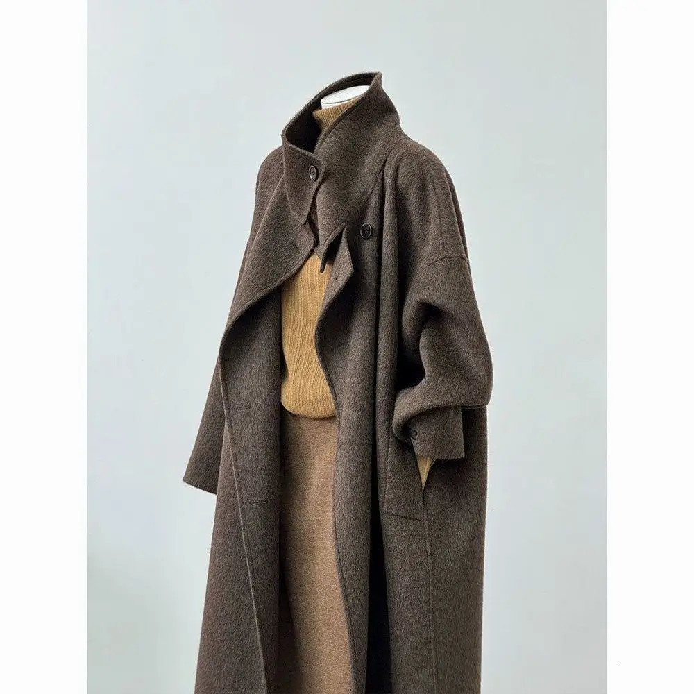 Fashion Double-Sided Cashmere Coat For Women In Autumn And Winter Hepburn Style Woolen Long Coat 260922