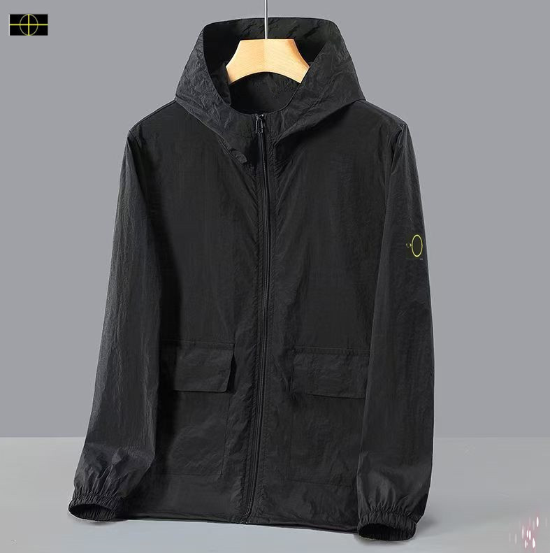 Large size clothing new stones men's summer sunscreen jacket isllands loose size men's summer thin jacket casual sports stand collar sunsc