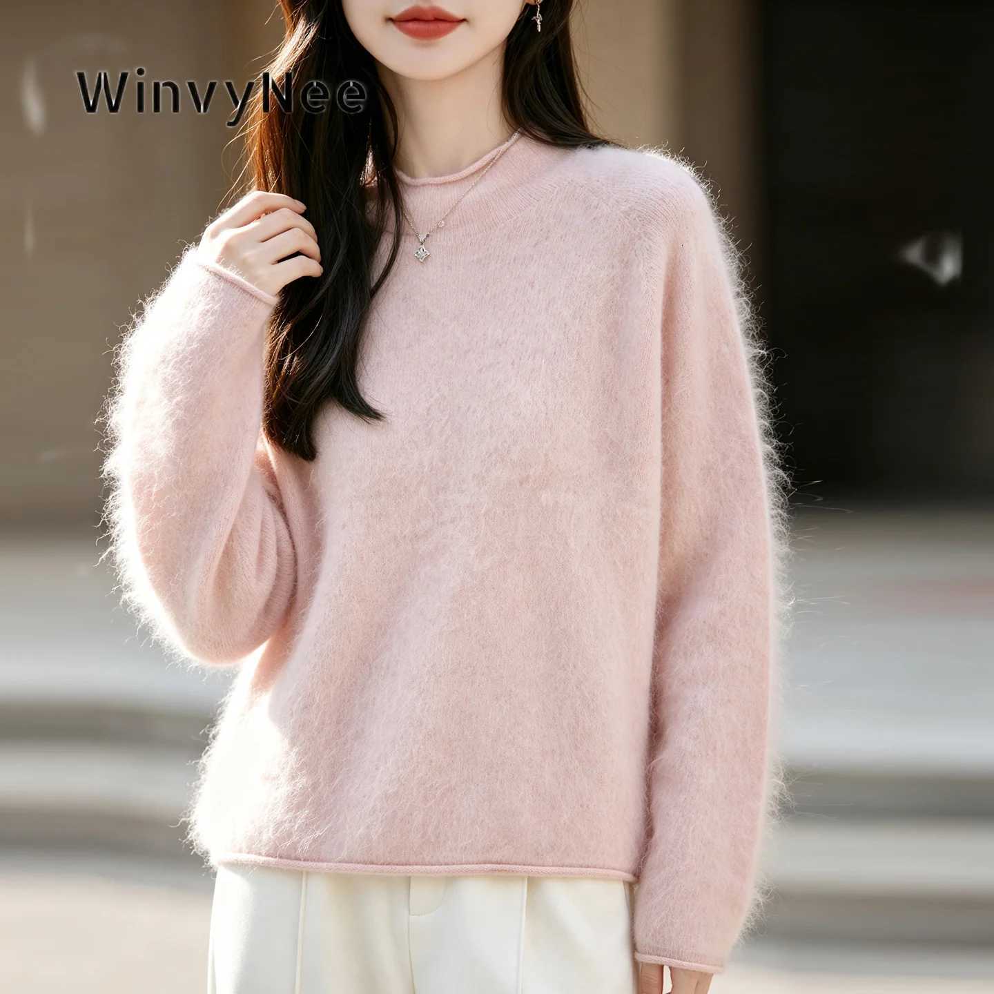 Women's Sweaters WinvyNee Women Soft Plush Relaxed Cashmere Round Neck Long Sleeve Jumper Brushed Fabric Autumn Winter Premium Cozy Wear A17430