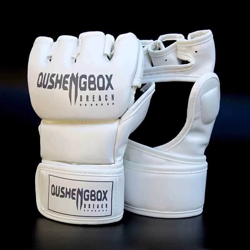 Protective Gear MMA Half Finger Boxing Gloves PU Material Thickened Combat Sanda Muay Thai Fighting Training Gloves Boxing Training Accessories Q260