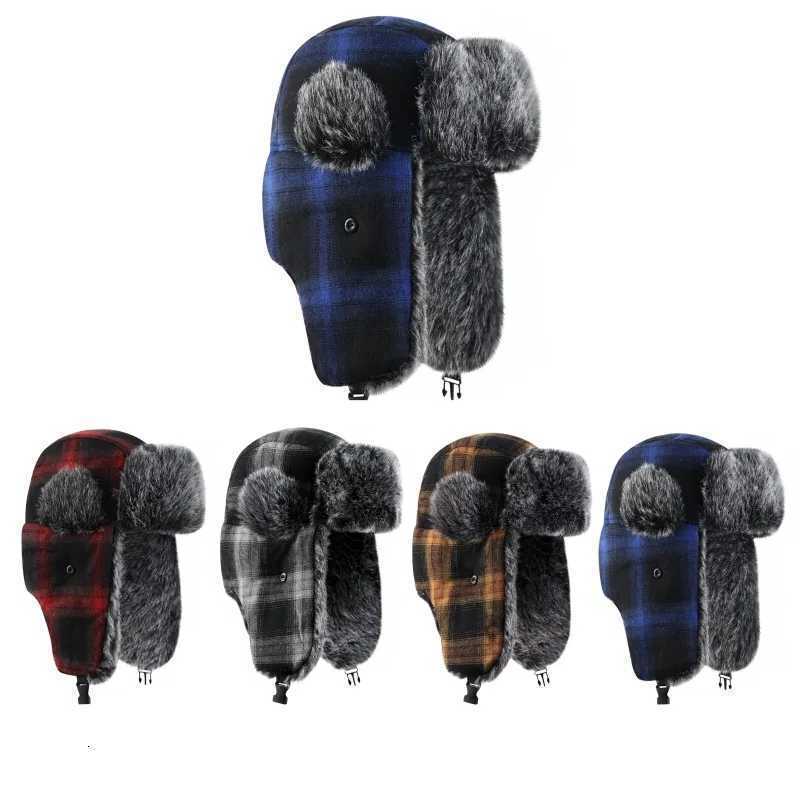 of supply mens and womens checkered Lei Feng hats Thickened warm Korean-style outdoor S260924FWGE