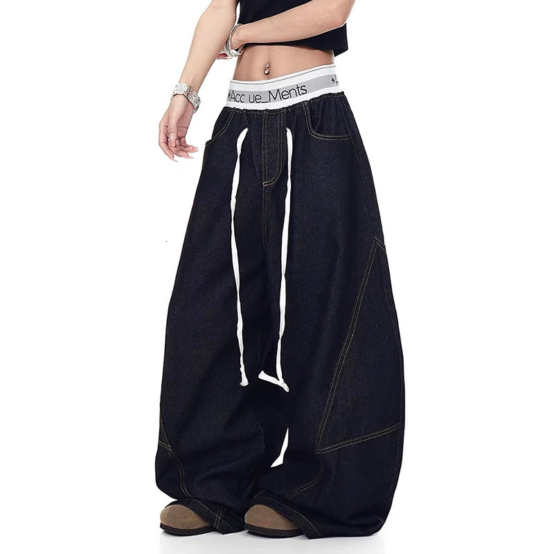 Men's Black Punk Y2k Baggy Jeans Harajuku 90s Vintage Denim Trouser Japanese 2000s Style Boyfriend Jeans Pants Oversize Clothes 260923