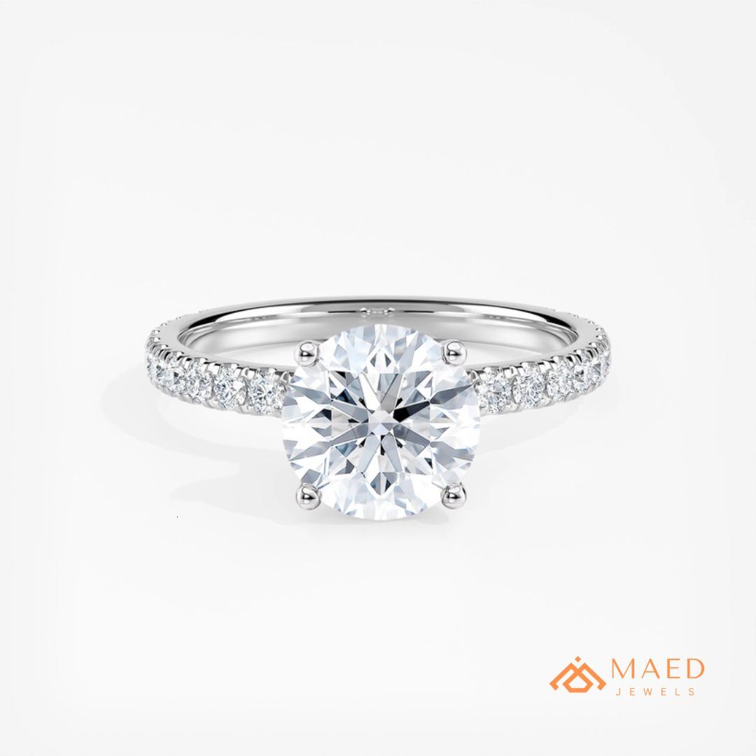 925 Sterling Silver Gold Plated Round Moissanite Engagement Ring Bridal Jewelry Women's Luxury Gift for Wedding Party Occasions