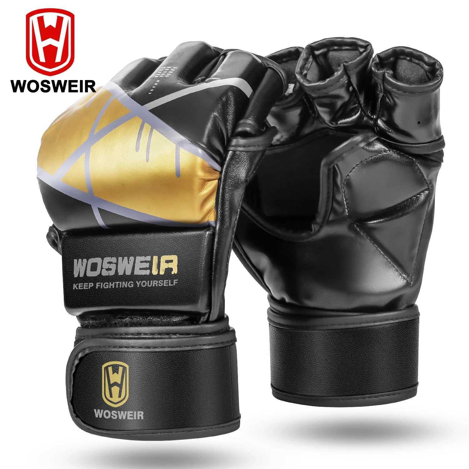 Protective Gear WOSWEIR-Professional Combat Set for Adult Thick Half-Finger Gloves Muay Thai Knuckle Knuckle Made Durable Leather PU Q260923
