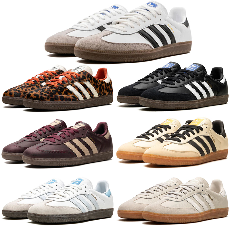 Adidas Samba OG Wales Bonner women sneakers trendy black white silver leopard point men women running shoes comfortable outdoor versatile leather tr