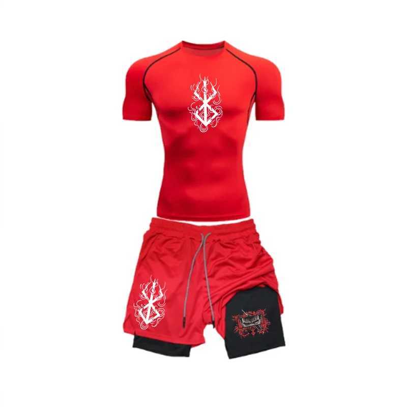 2024 New Trendy Business summer sports suit men's fashion two-piece fitness running casual short-sleeved shorts T260924