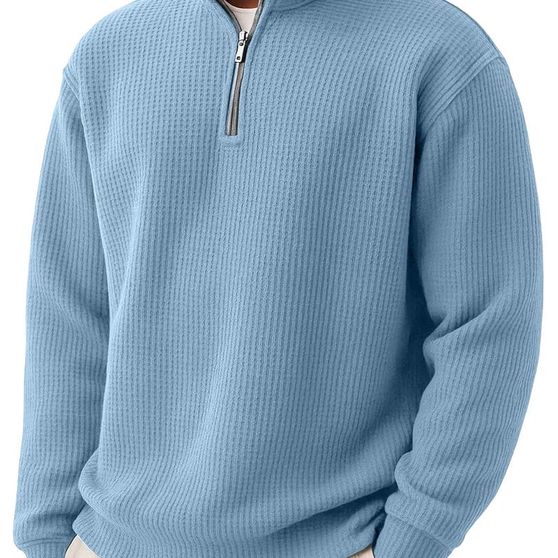Designer Style Nouvelle Arrivée Haute Qualité Hommes Gaufre Tricot Zip Up Col Montant Sweat Lâche Casual Couleur Unie À Manches Longues Veste Aut