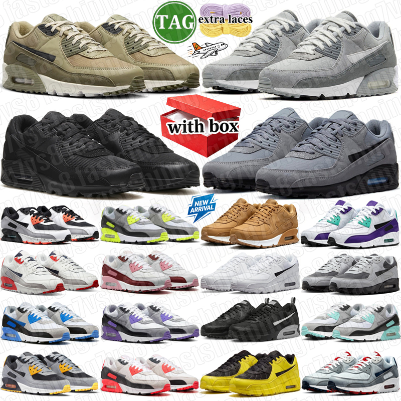 with box 90s womens mens designer shoes 90s breathable outdoor running shoes daily fashion sneakers trainers black white grey