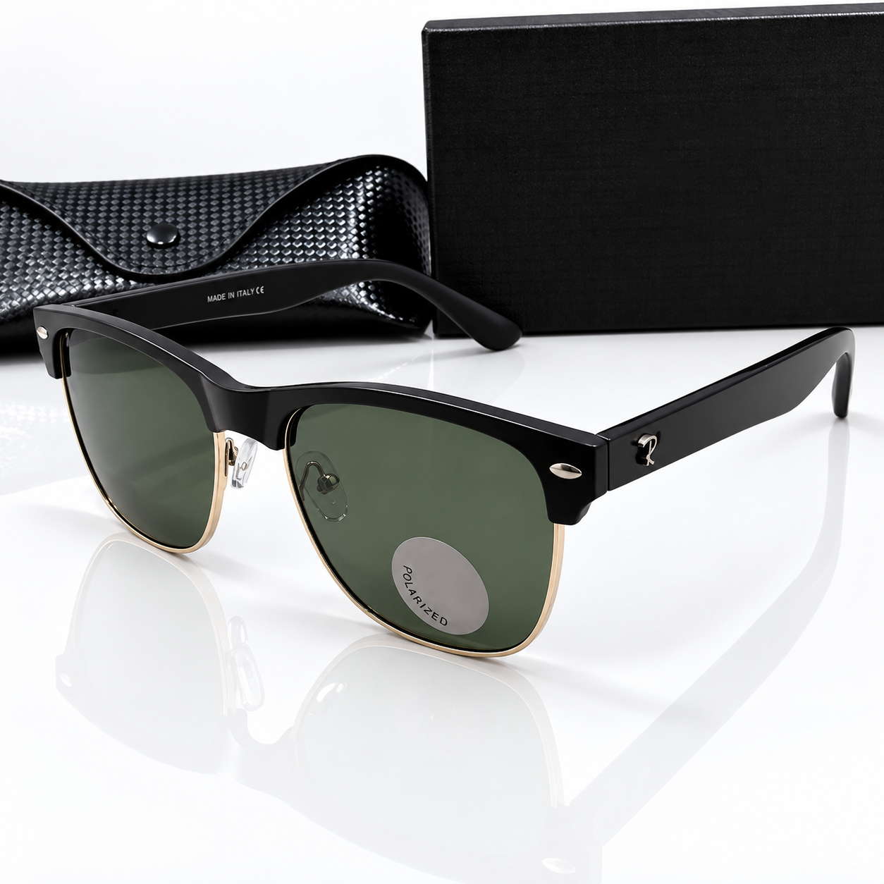 Rainess Lunettes de soleil polarisées carrées classiques pour hommes et femmes, monture rétro en acétate, lunettes de soleil pour la conduite en