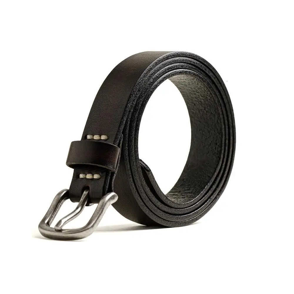 Maden Men's New Belts Retro Black Solid Color Versatile Daily Genuine Leather First Layer Cowhide Belt J260923