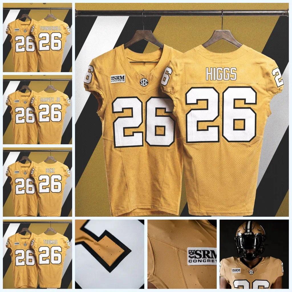 Custom VanderbiltCommodoress 2026 Gold Jersey Any Name Number Embroidered Letter Number Design Polyester