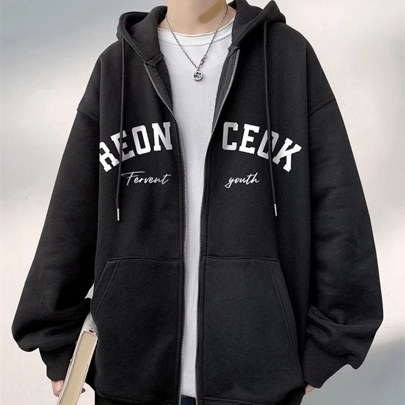 Spring Men's Streetwear Letter Printed Zip Up Hoodies 2025 Hip Hop Long Sleeve Hoody Sweatshirts Oversized Y2K Tracksuit 260922