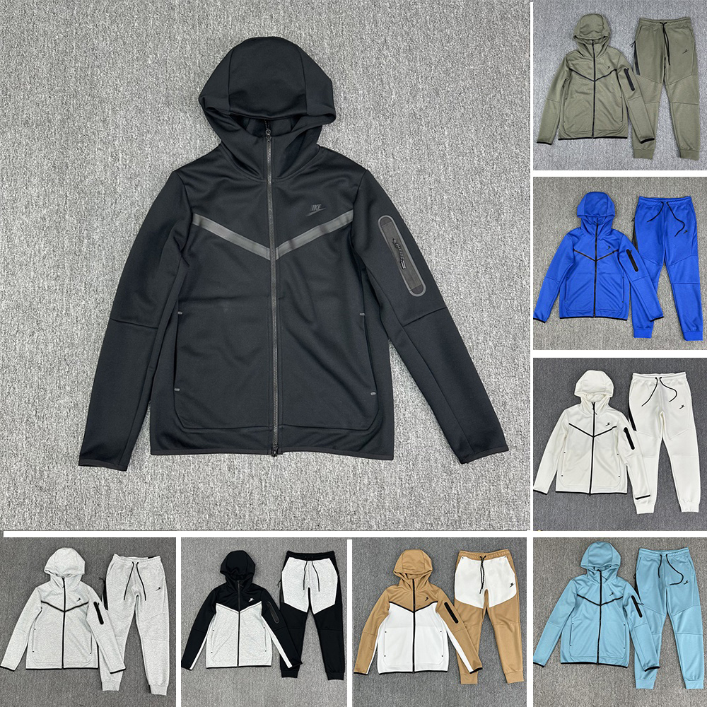 Zip Up Hoodies Coupe-Vent Homme Femme Ensemble Survêtement Designer Noir Blanc Classique Polaire Tech Fermeture Éclair Poche Veste Pantalon Hauts