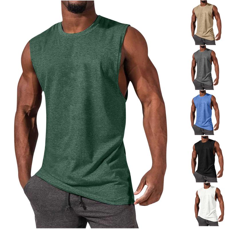 Designer Style Nouvelle Arrivée Haute QualitéV Hommes Coton Couleur Unie Col Ras Du Cou T-Shirt Coupe Ample Été Casual Sport Muscle Tee Top S-3XL