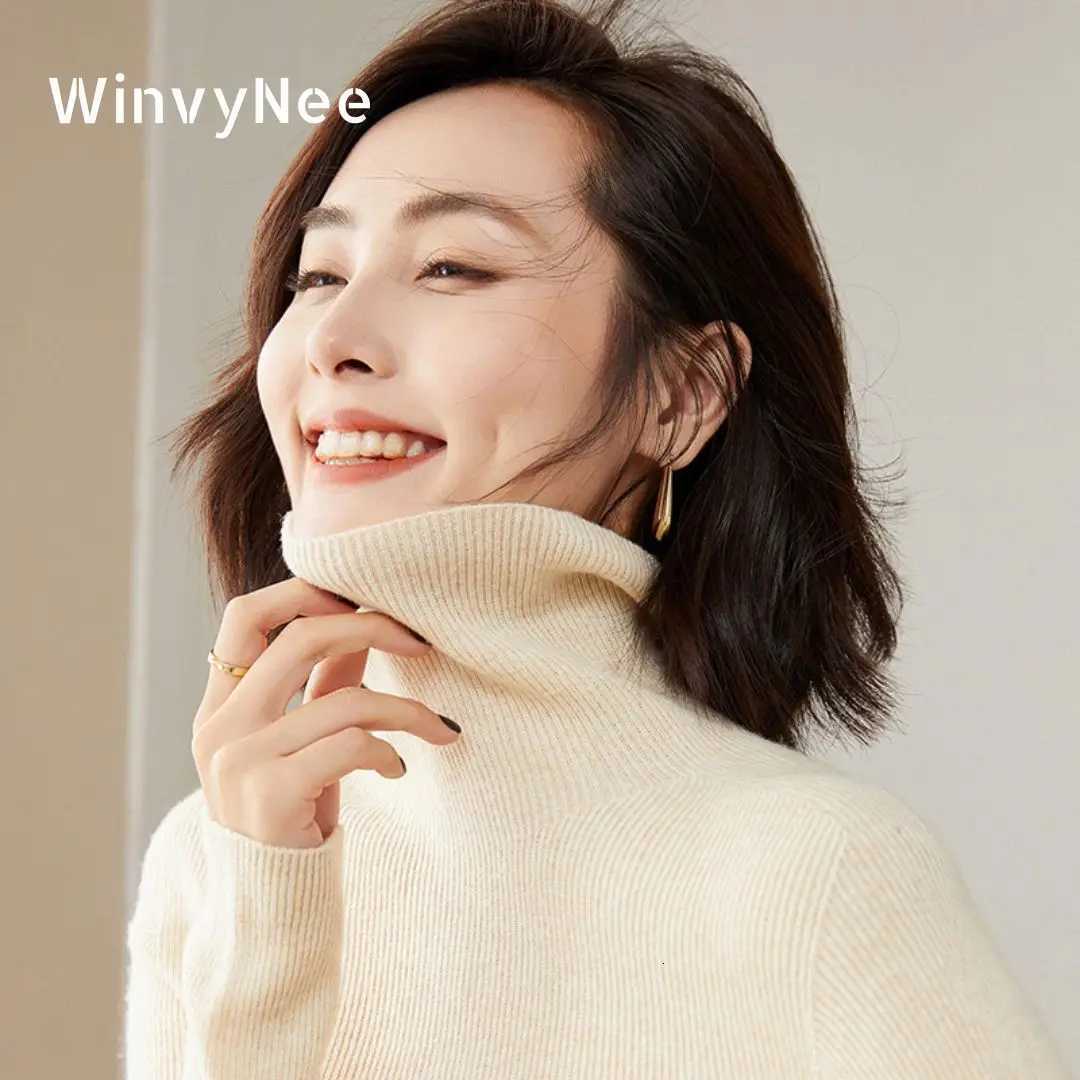 Women's Sweaters WinvyNee Women Clothing Merino Wool Sweater Slim Long Sleeve Top Turtleneck Jumper Soft Warm Knitted Pullover Autumn A1263004