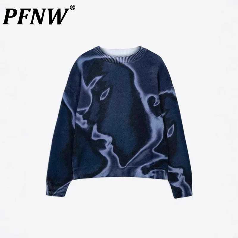 Sweaters PFNW Men's Y2K Abstract Printed Knit Pullovers Loose Fit Long Sleeve Daily Fashion Outer Sweater 2026 Autumn New Clothing 12E1082 C260