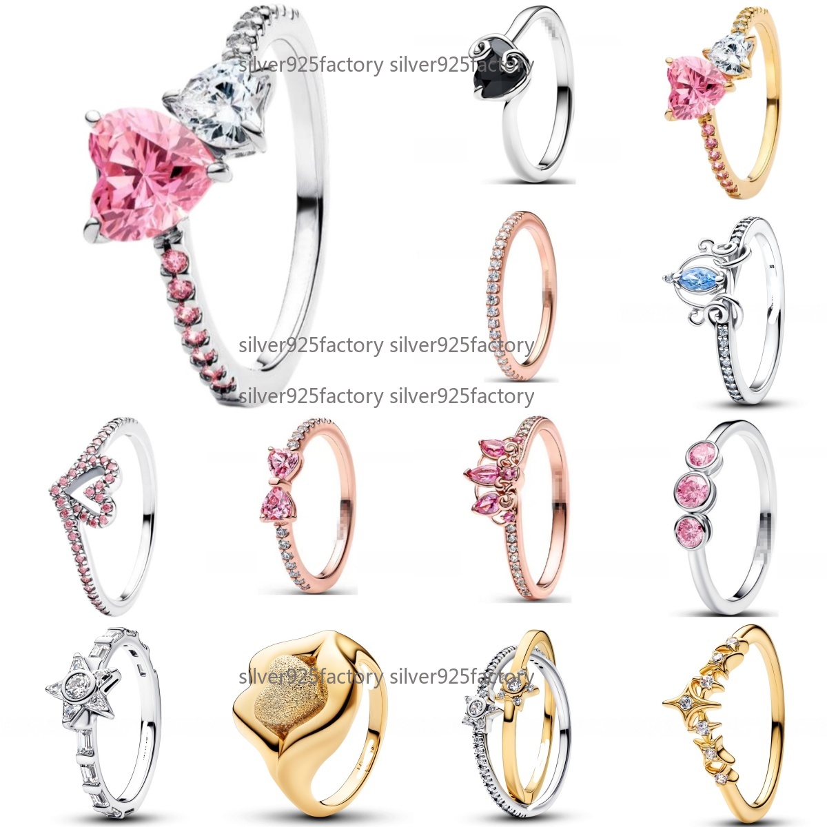 Ring jewellery designer for women NEW Double Heart Pink Clear Sparkling Ring band ring 925 Silver gold ring Wedding ring Gold ring Luxury jewelry Ch