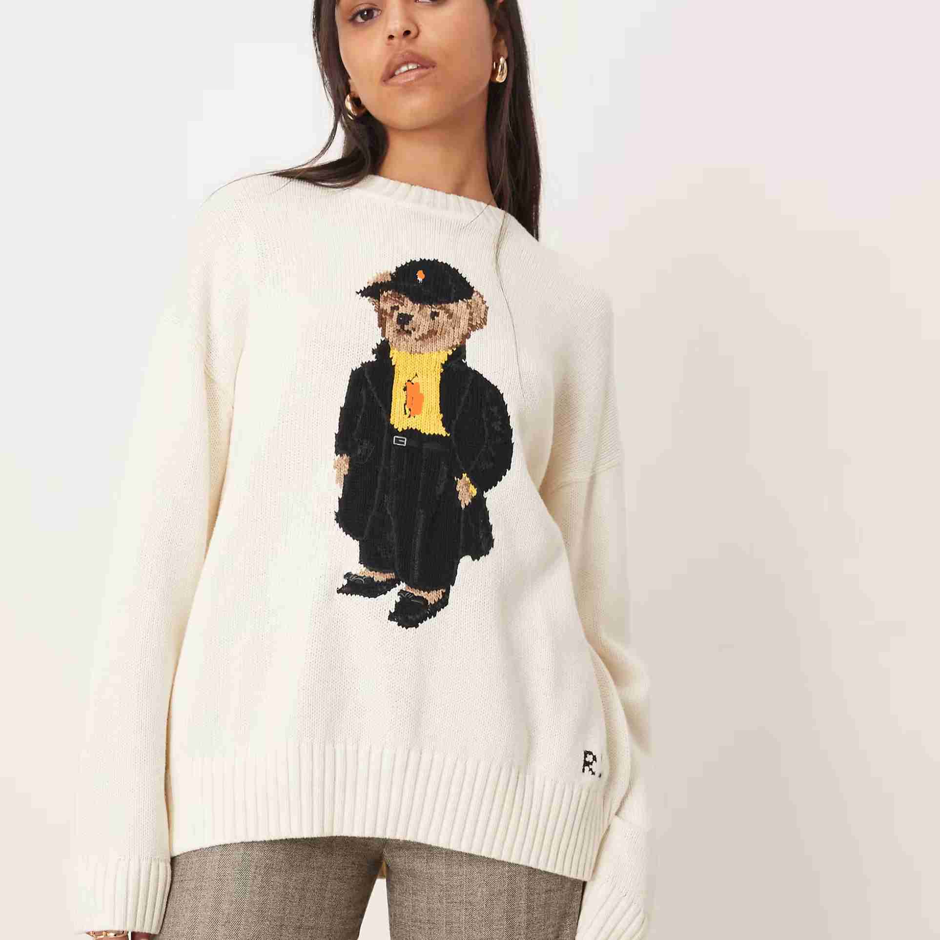 2026 new autumn and winter pure cotton heavy-duty cartoon embroidered bear sweater for women L26924