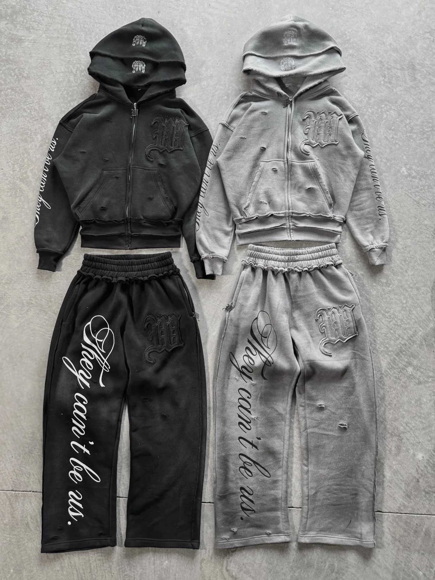 Y2K Harajuku Punk Gothic Loose Hooded Sweatshirt American Embroidered Patch Casual Double Hooded High Street Retro Sports Sui T260924