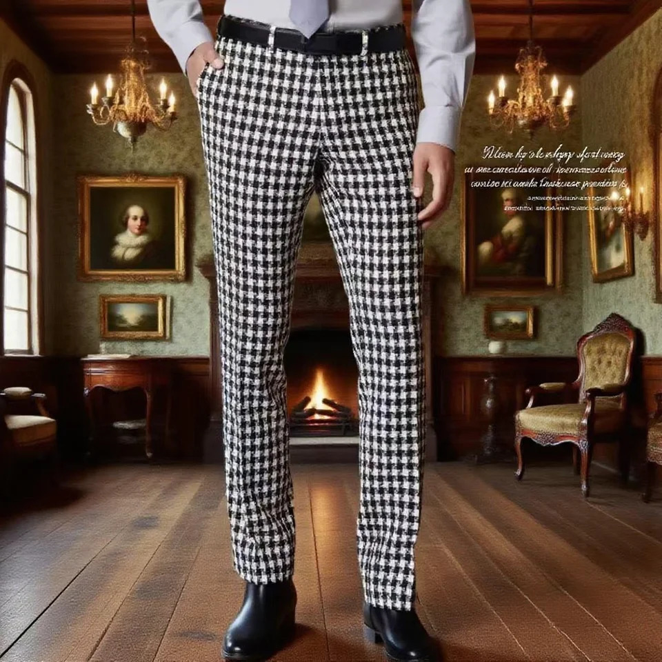 Boutique Fashion Solid Color Plaid Striped Mens Casual Business Office Formal Suit Pants Grooms Wedding Dress Trousers 260924