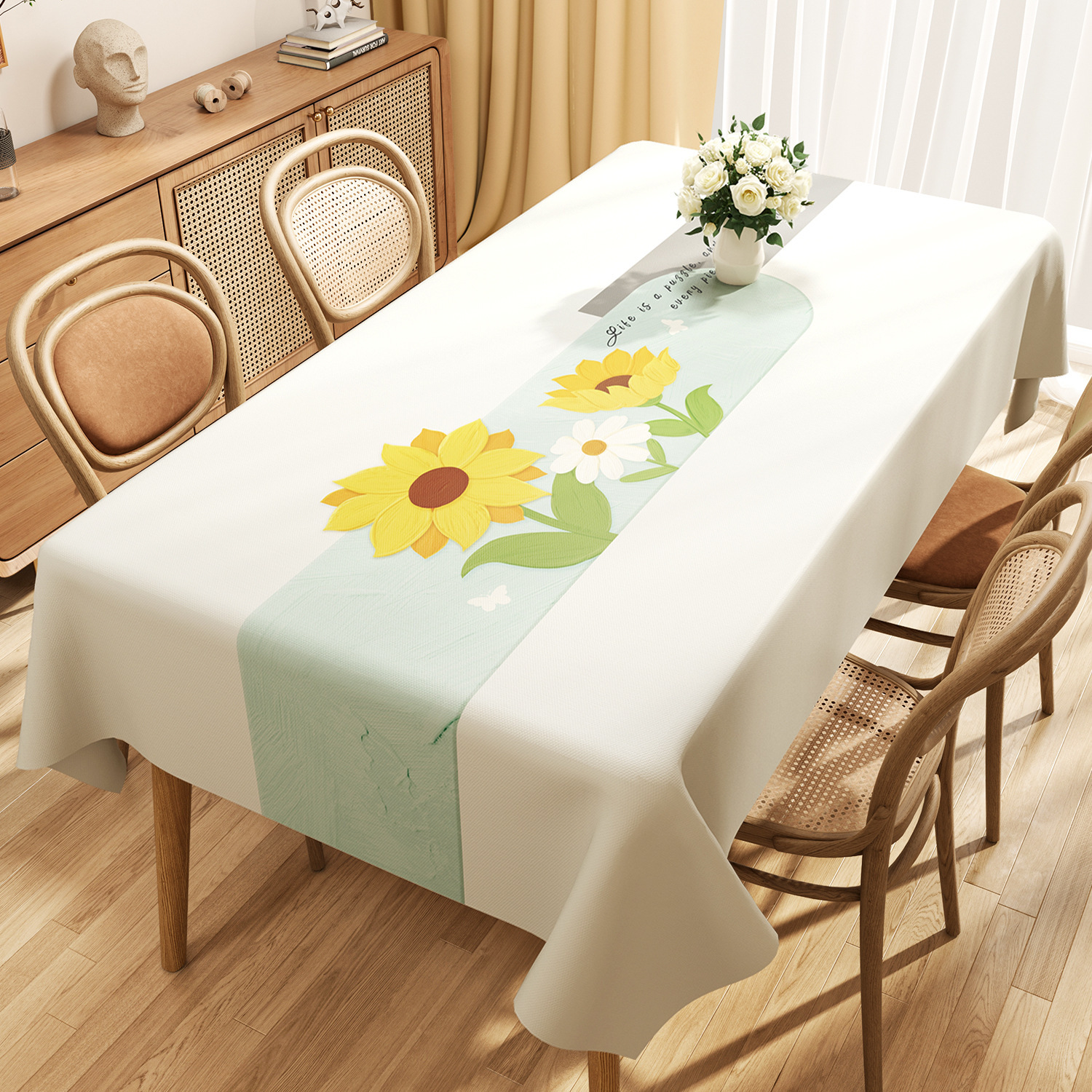 Nappe rectangulaire en PVC personnalisée, Style minimaliste frais, étanche à l'huile et sans entretien, YL-39240