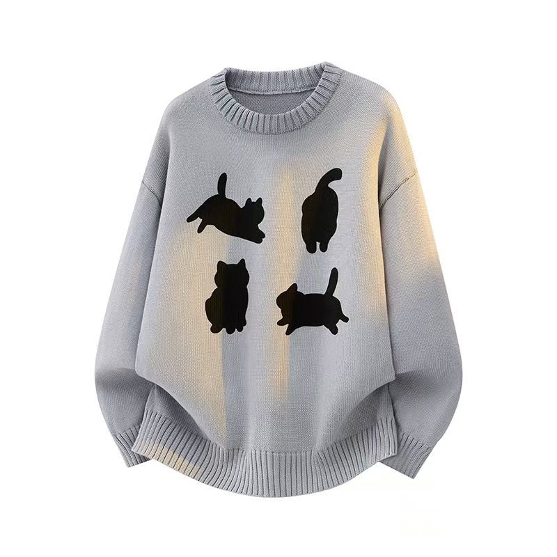 American Trendy Soft and Lazy Loose College-Style Knit Sweater Korean Version Ins Hong Kong Style Sweater