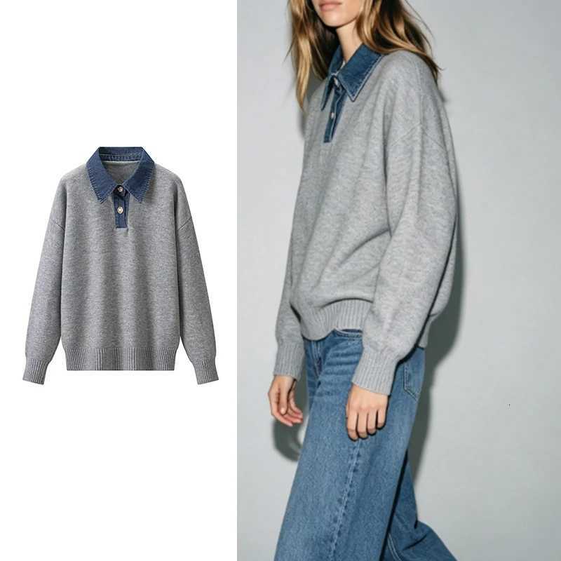 Women's Sweaters Autumn Sweater Women's 2026 New Fashion Denim Collar Thick Warm Women's Sweater Street Chic Youth Travel Leisure Pul