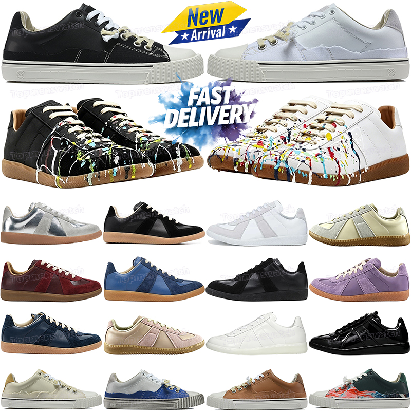 Designer Maison Shoes German Army Running Shoes Margeilalies Gats Sneakers Paint Black White Grey Painter Nude Patent Brown Nutmeg Chaussure Flat fo