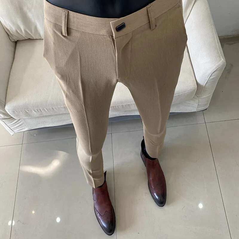 2026 Spring and Summer Mens Suit Pants Slim Fit Fashion High Quality Wedding Party Formal Solid Color Ankle 260924