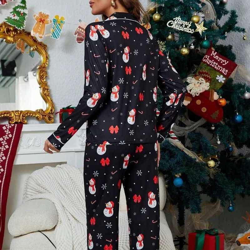 Women's Sleep Lounge Pajamas Women's Christmas New Year Cartoon Two-piece Set Milk Silk Loungewear H260924