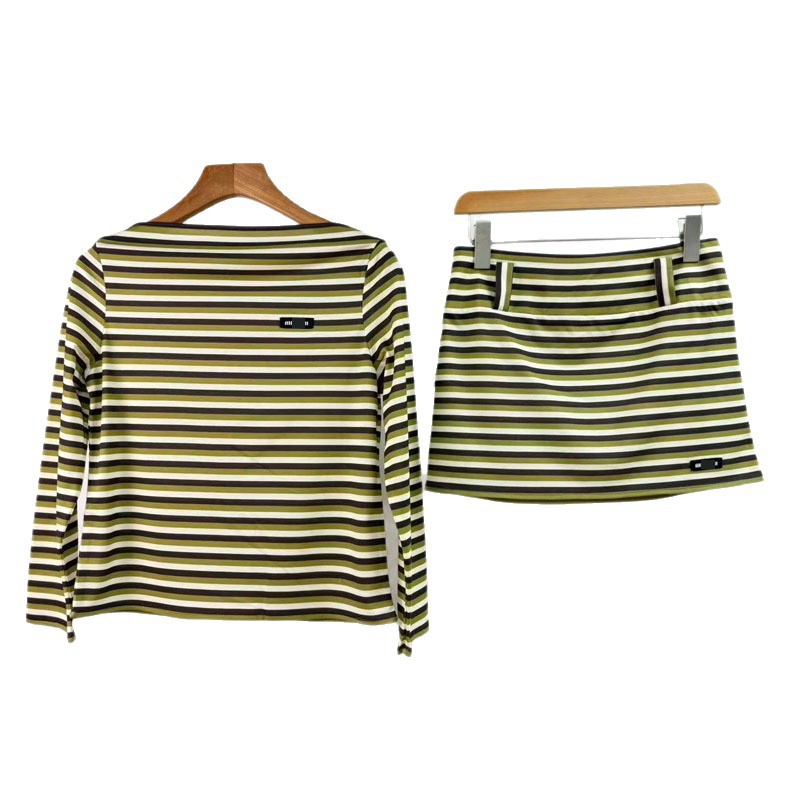 Designer Striped Loose Shirt Short Skirt Set For Women Luxury Long Sleeve Jumpers Sexy Mini Skirt Outfit Brand Daily Party Versatile Skirt 2 Piece S