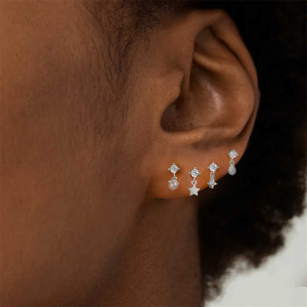 Sterling 925 Stud Silver Aide 1pc Flower Shaped Inlaid Zircon Piercing Drop Earrings For Women 18K Gold Jewelry High Quality Gift N260923