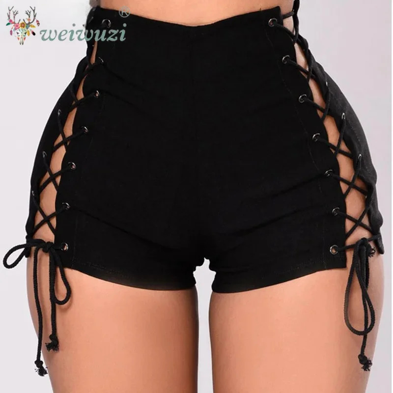 2026 Women Fashion Sexy Lace Up Denim Shorts Slim Hight Waist Ripped Pants Jeans Summer Nightclub Pole Dance DS 260928