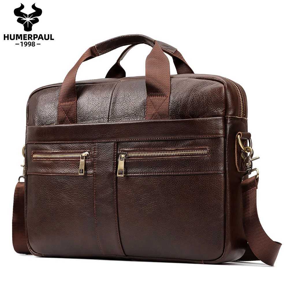Briefcases Men Briefcase Bag High Quality Business Genuine Leather Shoulder Messenger Bags Male Office Handbag 14 inch Laptop Bag Travel H260923