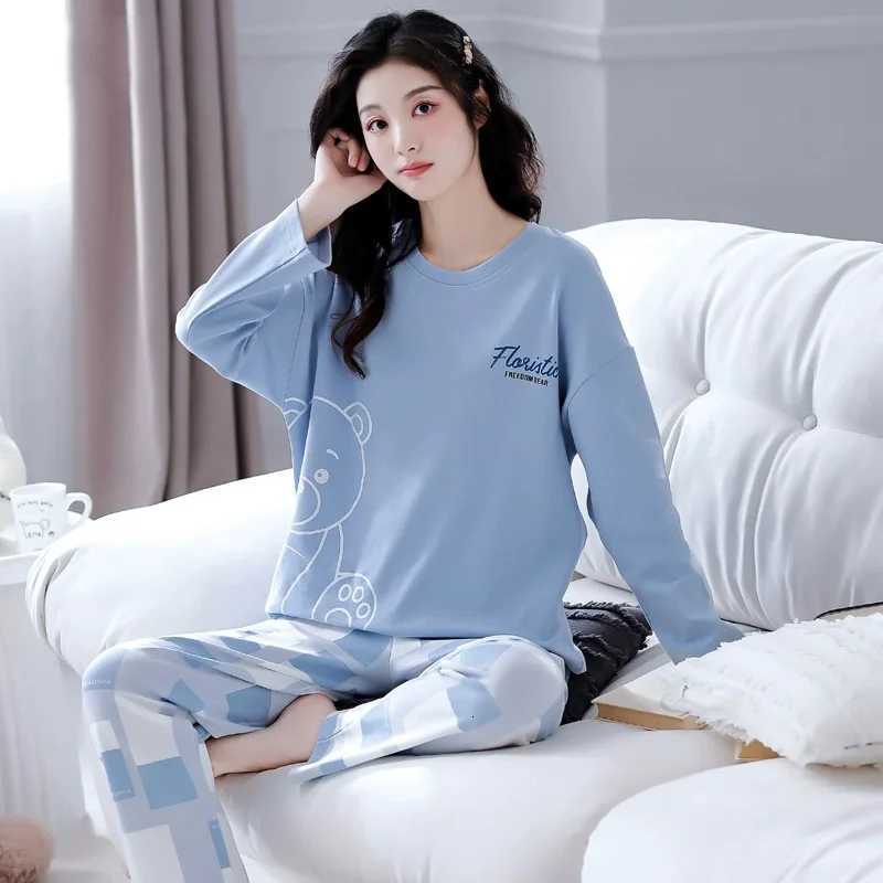 Women's Sleep Lounge New Spring And Autumn Pajamas Women's Autumn And Winter 2 Pieces Of Long-Sleeved Trousers Set Of Home Clothing Ladies