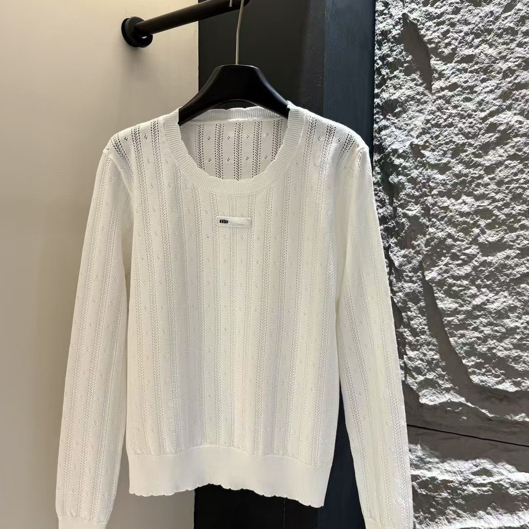 Sexy Slim Fit Crop Jumpers Women Embroidered Long Sleeved Knitted Base Shirt Sweater Luxury Trend Versatile Knitwear