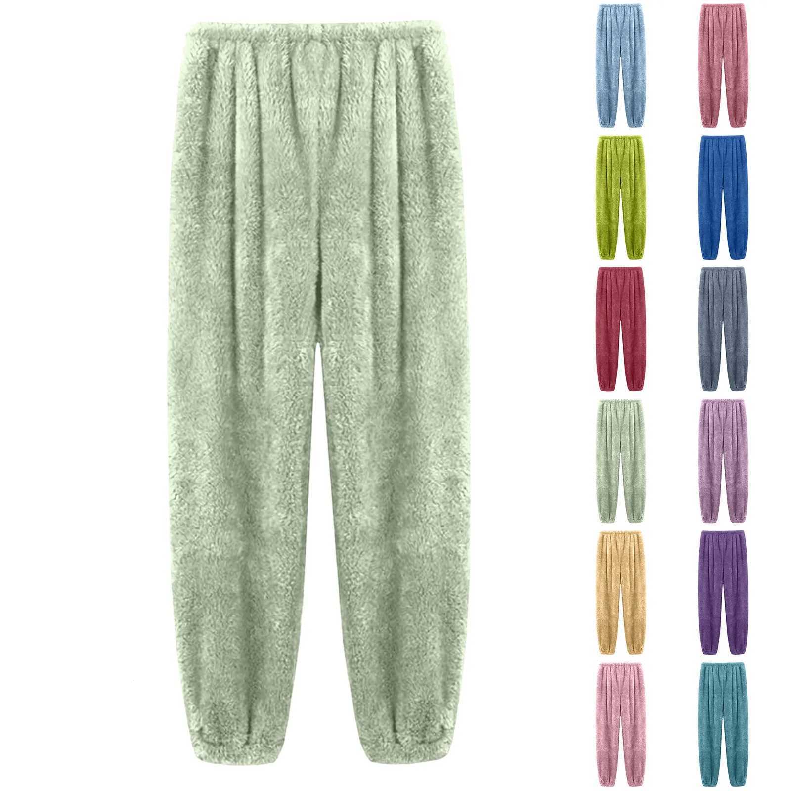 Women's Sleep Lounge Women's Simple Solid Color Plush Comfortable Tapered Pants Fashionable Fall and Winter Warm Casual Soft Pajama Trouse