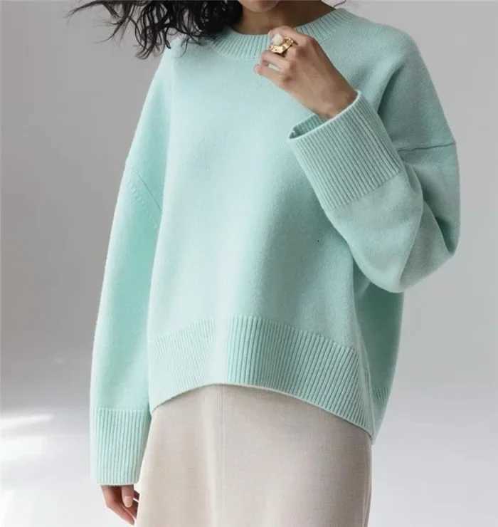 Women's Sweaters Women Autumn Pullovers O-Neck Long Sleeve Loose Style Sky Blue Color Sweater Knitted Fashion Pullovers Tops H260923