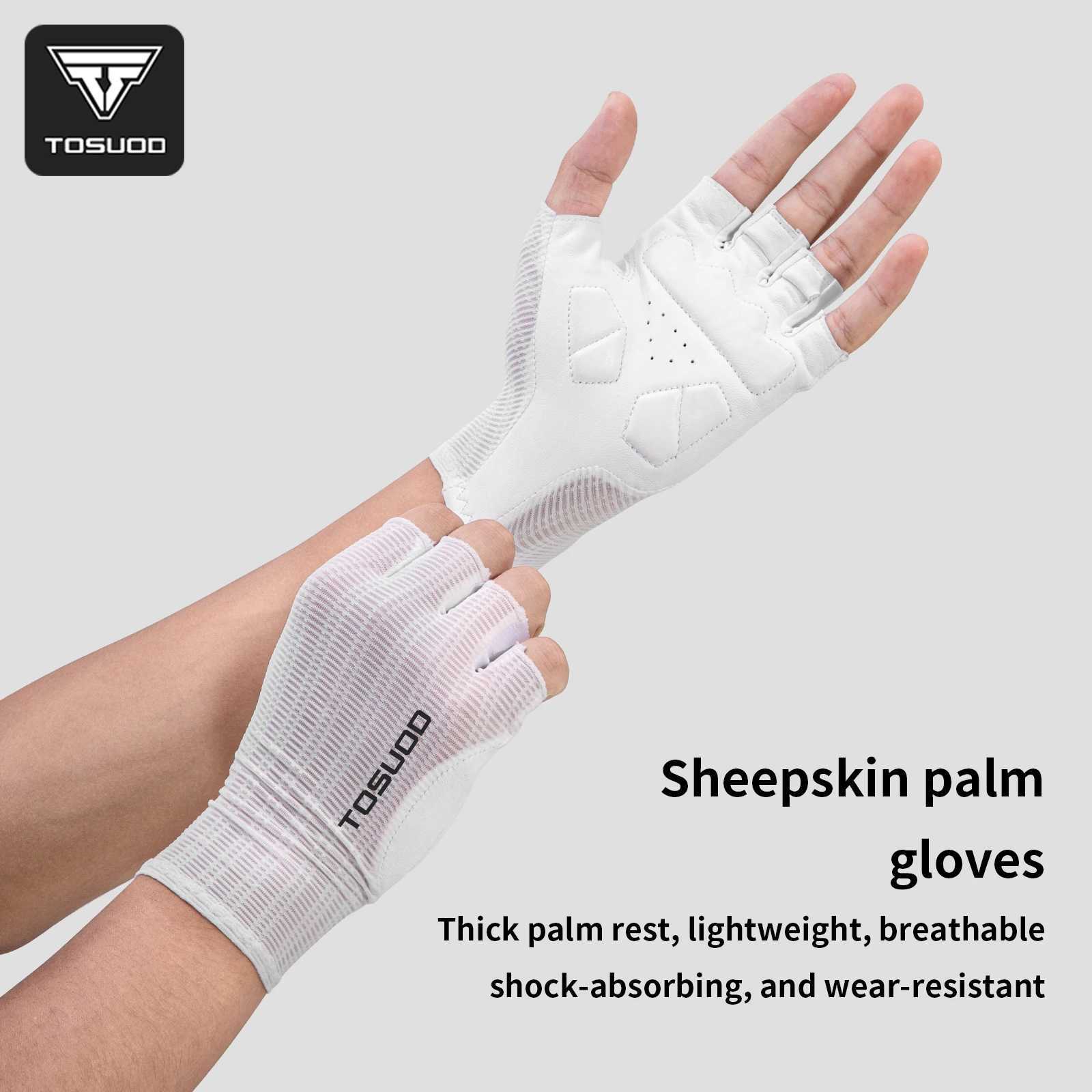 Protective Gear TOSUOD Bicycle Sheepskin Riding Gloves Half-Finger Summer Road and Mountain Bike Short Finger Gear Breathable Q260923