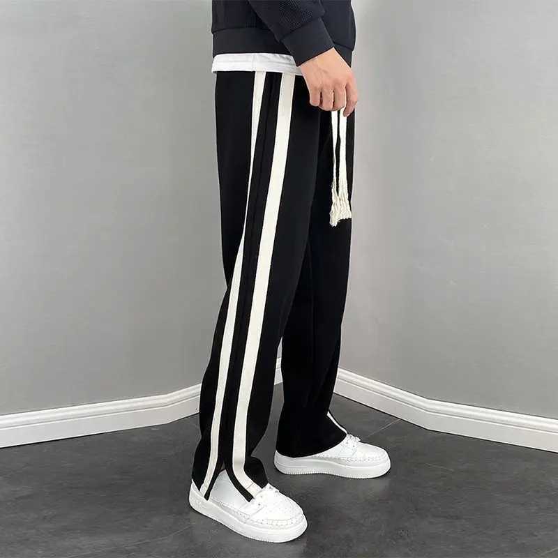 Men's Pants 2023 New Spring and Summer Fashion Hong Kong Style Split Wide Leg Casual Loose Fashion Brand Sports Straight Sleeve Men's Pant