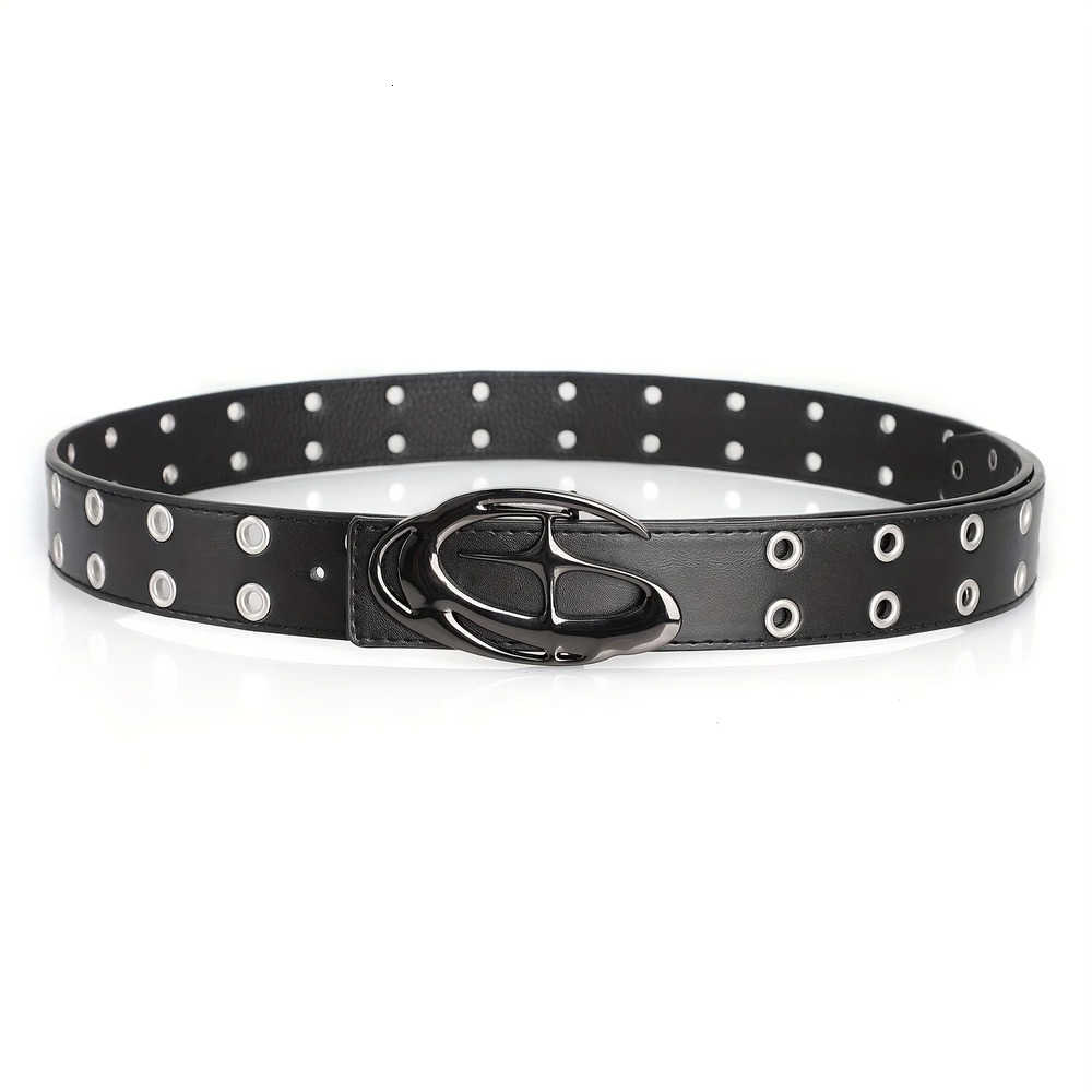 Luxury Belts New Fashion Men's Belt Classic Special Shaped Hollow Buckle Belt Black Casual Designer Women's Belt-Pair with Jeans Dress J26